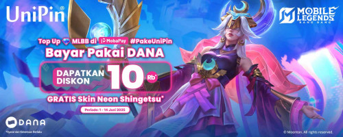 Diskon 10Ribu dengan Top Up MLBB di MobaPay #PakeUniPin dengan Bayar Pakai DANA!